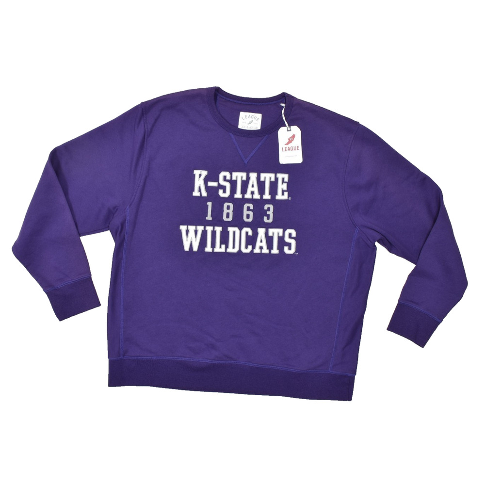 Men's K-State Wildcats League Purple Crewneck Sweatshirt Regular Size 2XL